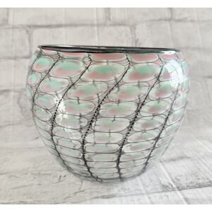 VTG Tom Philabaum Signed 2001 Iridescent Reptilian Glass Vase Art Decor Unique